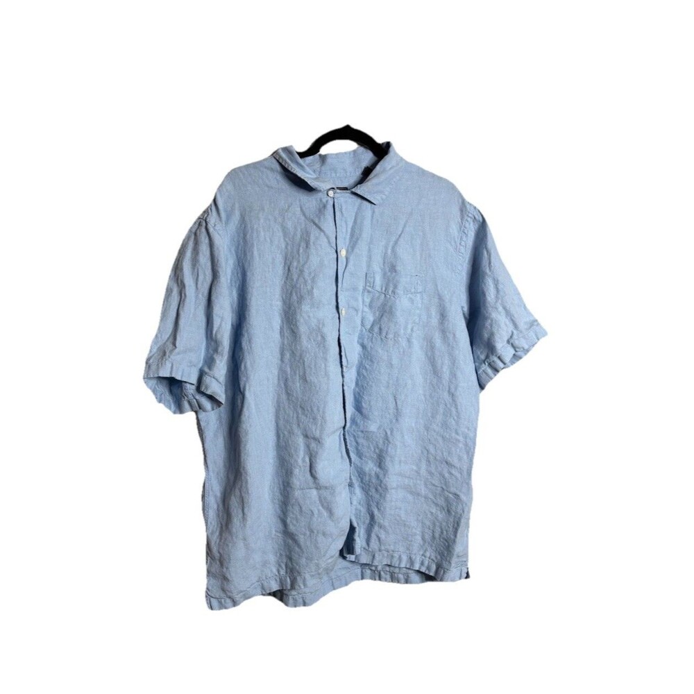 Todd Snyder Baird McNutt Irish Linen Shirt Mens XXL 2XL Short Sleeve Light Blue